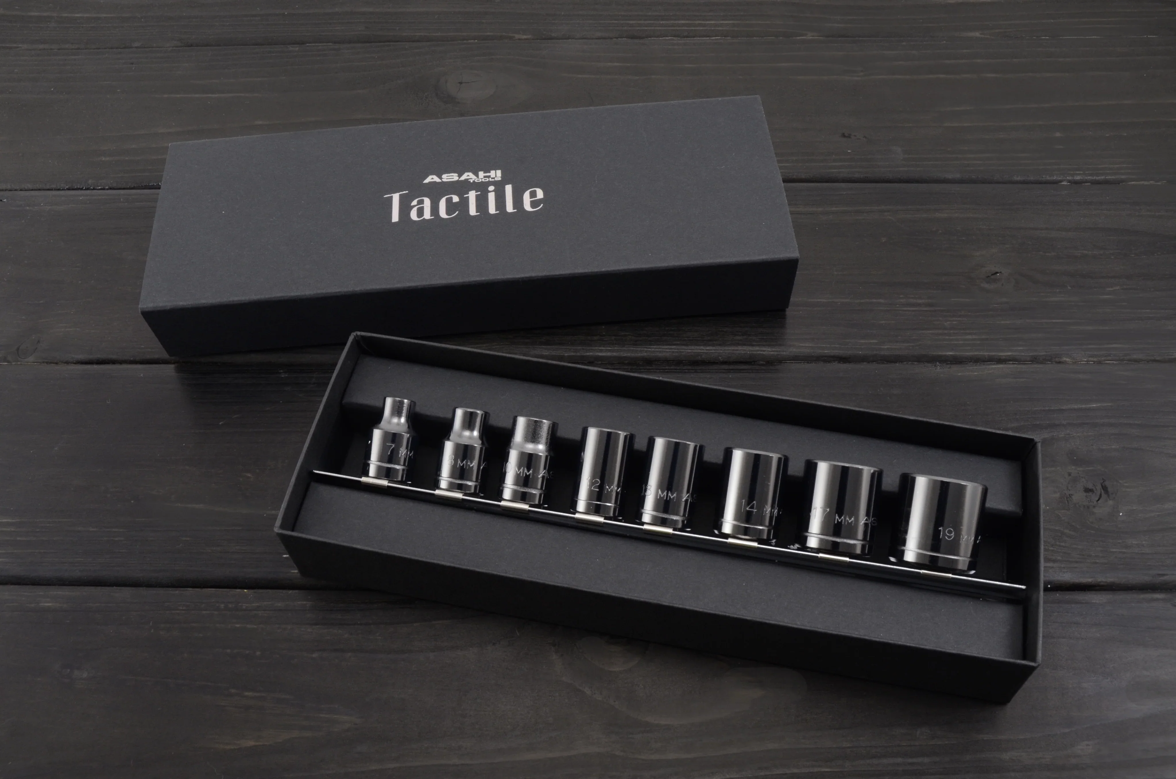 Asahi VO3080K [3/8"SQDR] Tactile Socket Wrench Set 8Pcs (Metal Black)